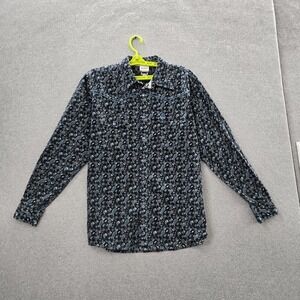 Cowboy Hardware Men Button Up Shirt M Black Paisley Western Long Sleeve Pearl